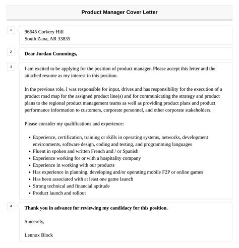 Product Manager Cover Letter Velvet Jobs
