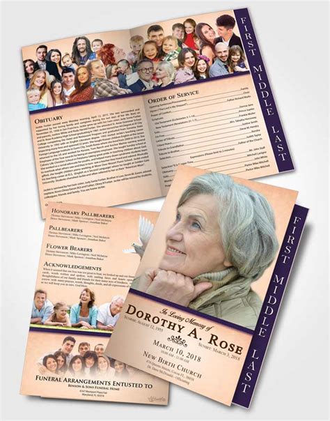 2 Page Graduated Step Fold Funeral Program Template Brochure Smooth