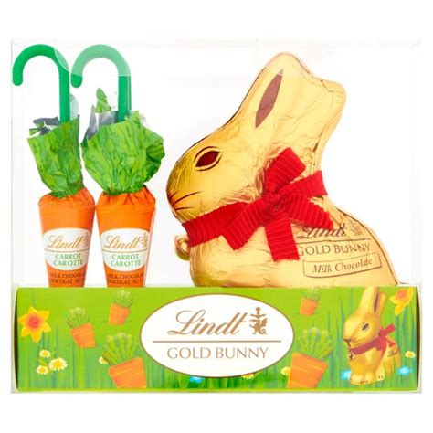 Lindt Gold Milk Chocolate Easter Bunny And Carrot 140g Tesco Groceries