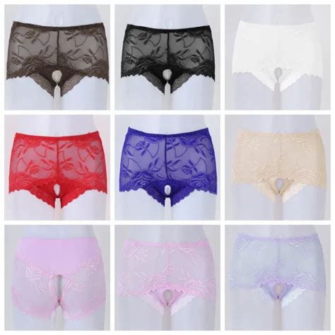 women s lace briefs see through panties crotchless underwear lingeire shorts 6 12 picclick