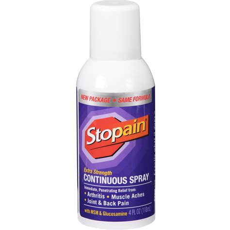 Stopain Extra Strength Continuous Pain Relief Spray 4 Ounce Mess Free