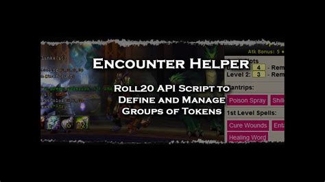 Roll20 Api Script Encounter Helper Youtube