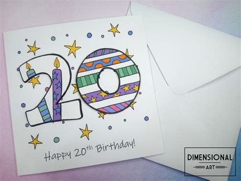 20th Birthday Card Happy 20th Birthday Twenty Today 20 Etsy Uk