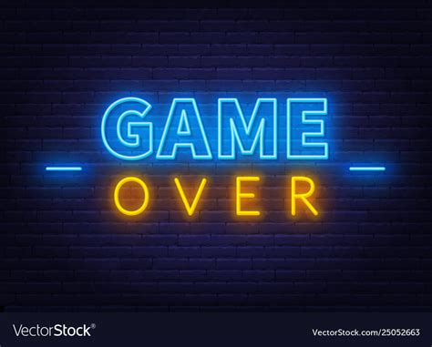 Neon Game Over Sign On Brick Wall Background Vector Image