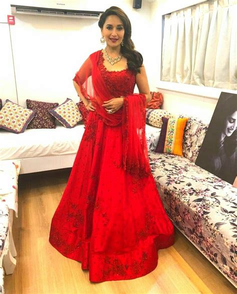 Red Beauty Madhuri D Nene For Dance Deewane Indian Fashion Dresses