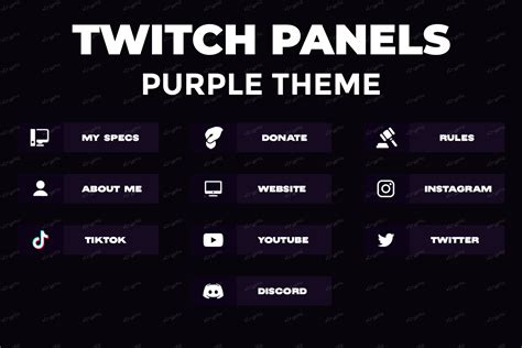 10 Clean Purple And White Panels Twitch Panels Premade Instant Delivery