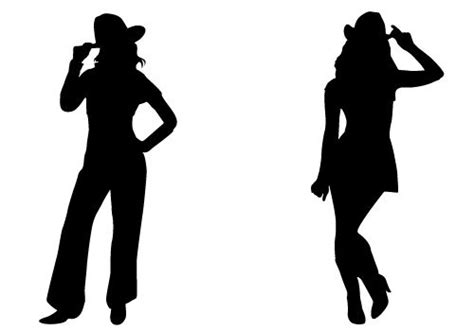 Cowgirl Silhouette Vector Free Download Two Beautiful Cowgirls