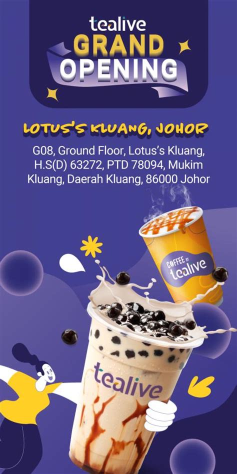 Tealive Lotuss Kluang Grand Opening Promotion 5 Oct 2023 11 Oct 2023