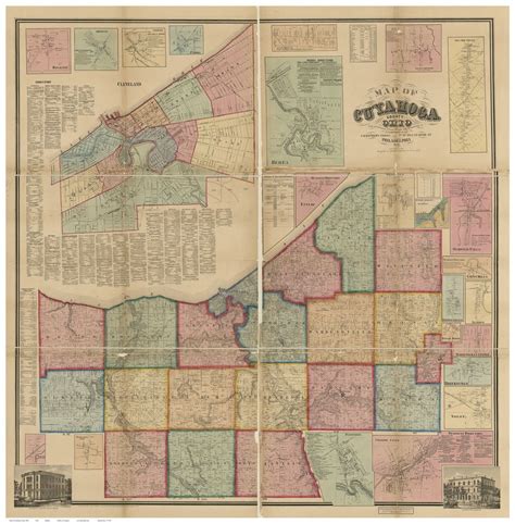 Cuyahoga County Ohio 1858c Old Map Reprint Old Maps Old Map Map