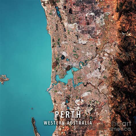 Perth 3d Render Satellite View Topographic Map Digital Art By Frank