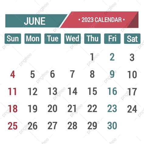 June 2023 Calendar Png Transparent June 2023 Calendar Blue And Red