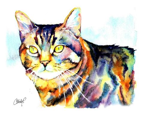 Punky Kitty By Christy Freeman Stark Cat Art Watercolor Cat Animal
