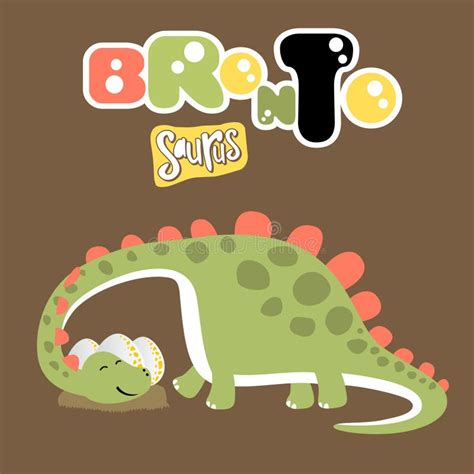 Dibujos Animados De Dinosaurios Felices Con Sus Huevos Ilustración Del