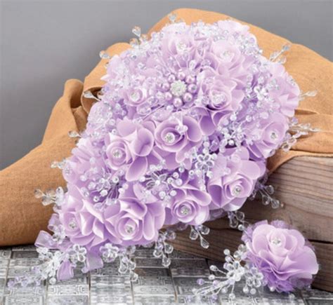 Quinceanera Rose Flower Bouquet Embellished With Crystals And Etsy In