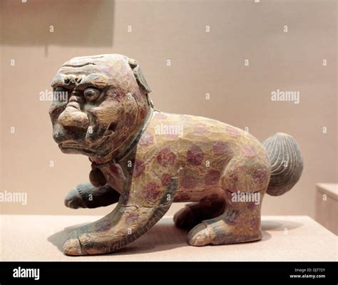 Wooden Sculpture Of Lion Dunhuang City Museum Dunhuang Gansu