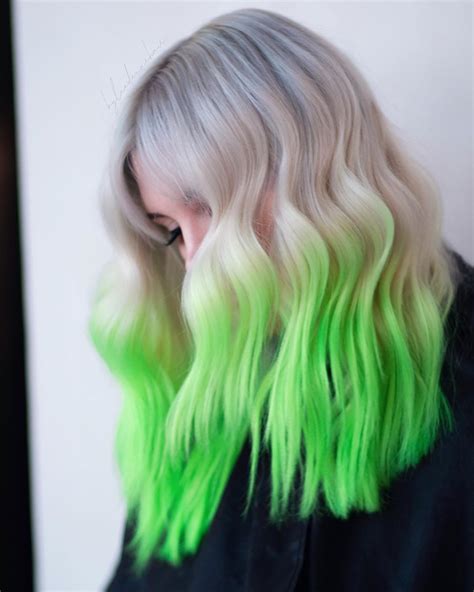 20 Neon Green Hair Black Roots Fashion Style