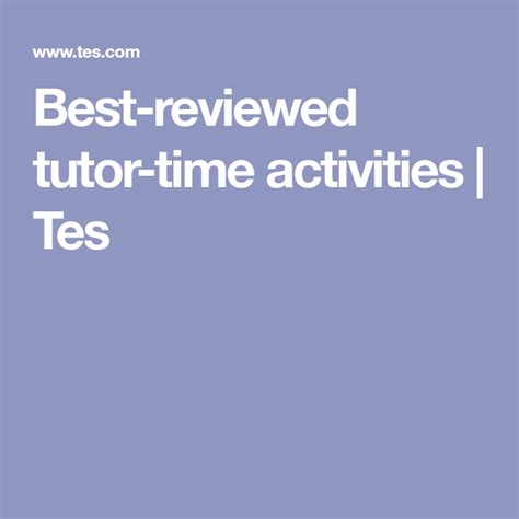 Best Reviewed Tutor Time Activities Tes Time Activities Tutor