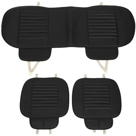 3pcs Car Front Rear Seat Cover Breathable Pu Leather Bamboo Charcoal Pad Mat Car Seat Cushion
