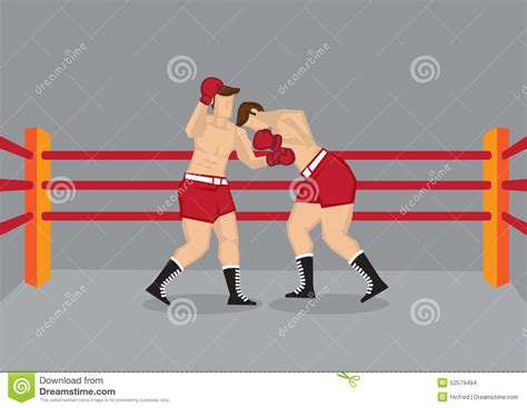 Two Boxers Fighting In Boxing Ring Stock Vector Illustration Of