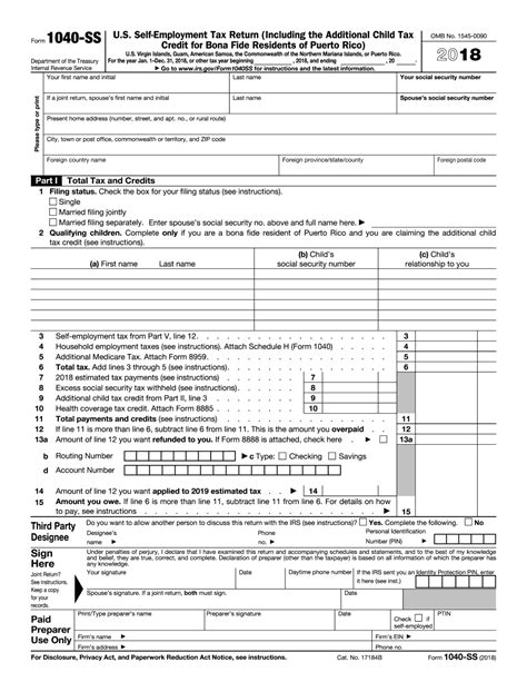 Fillable Irs Form 1040 Ss 2018 2019 Online Pdf Template 1040 Form