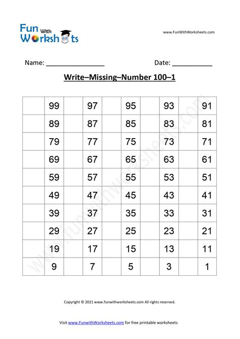 Reverse Numbers In Reverse Counting Order Worksheets
