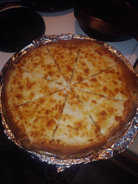 Homemade 5 Cheese Pizza With Alredo Sauce Mozzarella Parmesan Romano