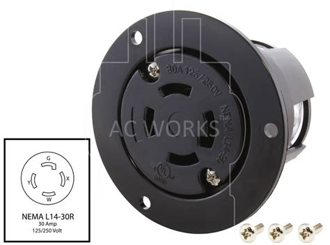 Ac Works® 30a 125250v L14 30r Flanged Outlet Ul And C Ul Approval Ac