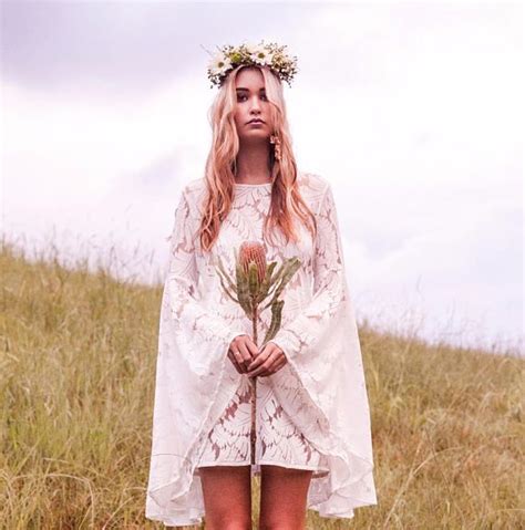 White Lace Boho Dress With Bell Sleeves Bohemian Bridesmaid Dress