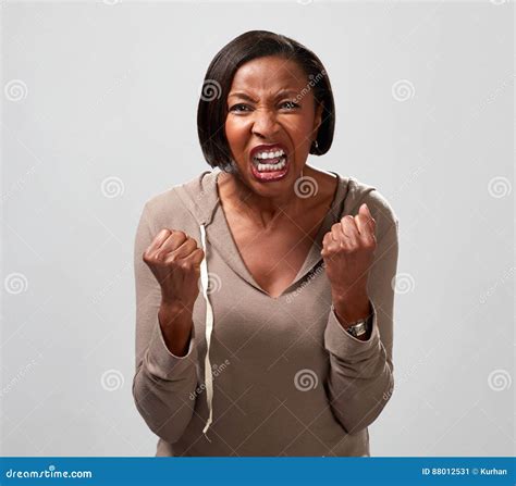 Angry African American Woman Stock Image Image Of Gesture Gray 88012531
