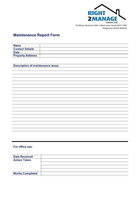 48 Editable Maintenance Report Forms Word Templatelab