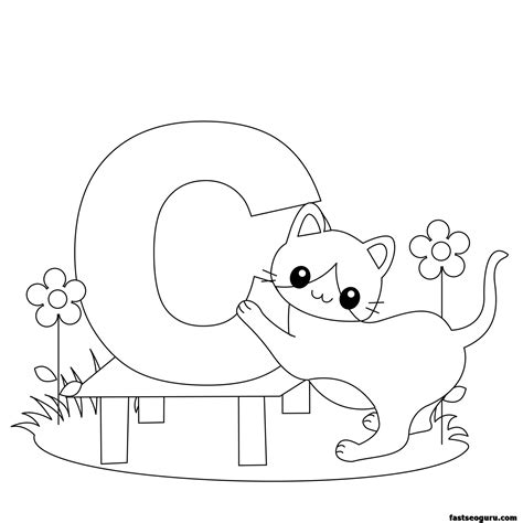 Letter n coloring pages preschool printable for kids n is for nose. Printable Animal Alphabet worksheets Letter C for Cat ...
