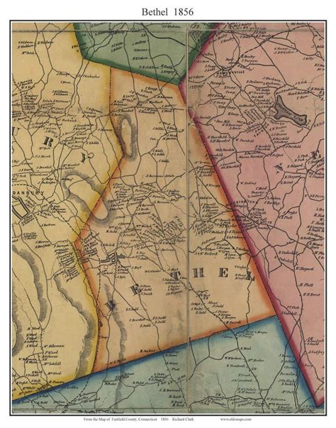 Bethel Connecticut 1856 Fairfield Co Old Map Custom Print Old Maps