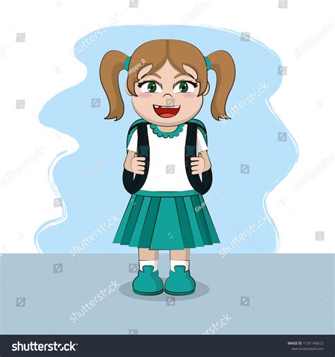 Cute School Girl Cartoon เวกเตอร์สต็อก ปลอดค่าลิขสิทธิ์ 1131140612 Shutterstock
