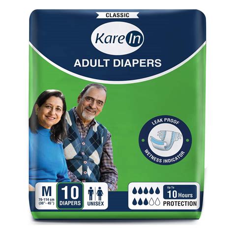Buy Careage Premium Adult Diaper Unisex Waist Size 35 63 Inches Xl 10 Pieces Online