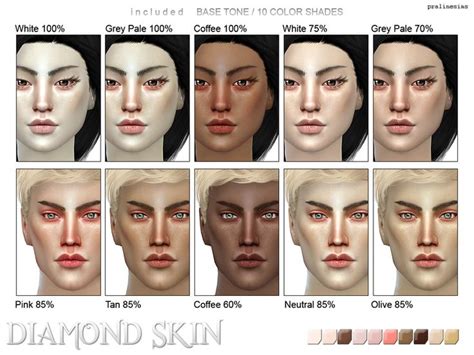 Pralinesims Ps Diamond Skins Sims 4 Cc Skin Sims 4 Skin Color