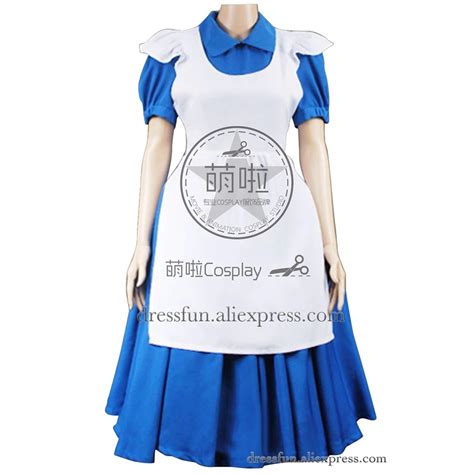 Fashion Movie Alice In Wonderland Blue Maid Dress Cosplay Costume