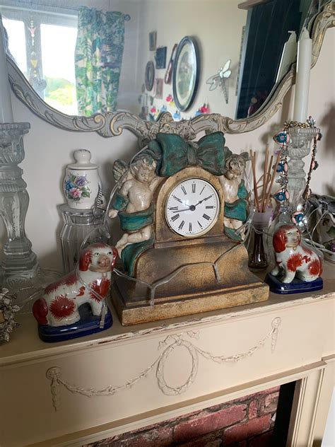Pin By Bumble Bee Vintage On Fireplaces Mantel Clock Decor Clock