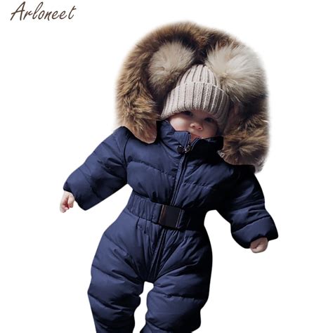 Arloneet Infant Boys Girls Snowsuit Solid New Born Babies Winter Coat