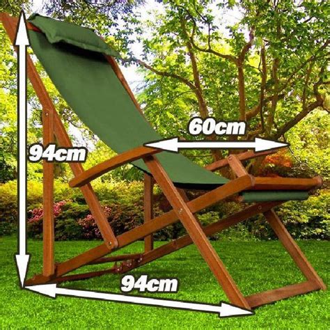 Chaise longue pliante en bois tissu Vert  Achat/Vente transat de