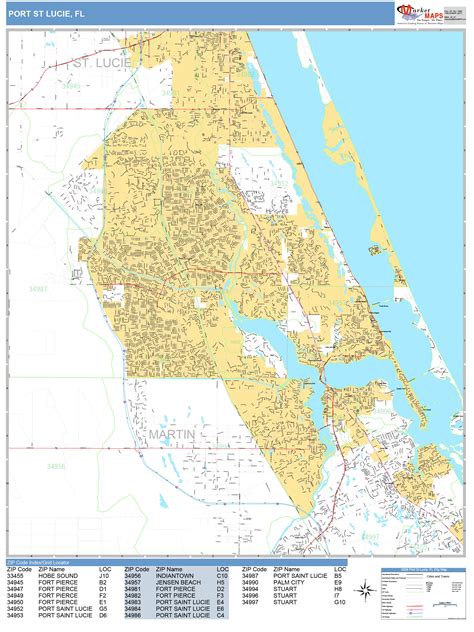 Port St Lucie Florida Wall Map Basic Style By Marketmaps
