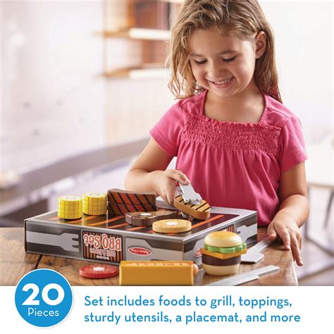 Melissa And Doug Grill And Serve Bbq Set 20 Pieces Wooden Play Food