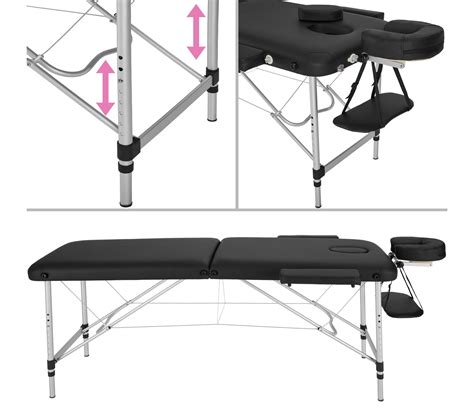 Table De Massage Pliante 2 Zones Aluminium Portable Housse Noir Massage But