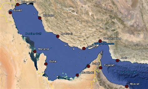 Important Cities And Ports In The Persian Gulf And The Eastern Part Of