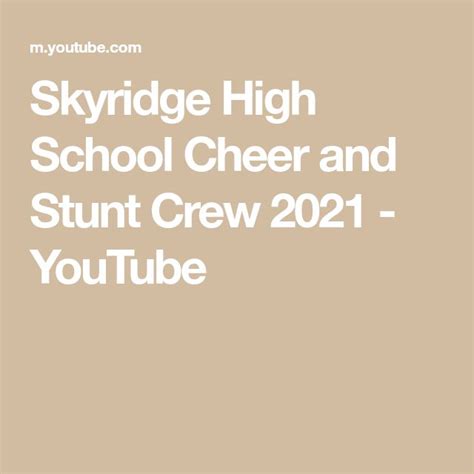 Skyridge High School Cheer And Stunt Crew 2021 Youtube High School