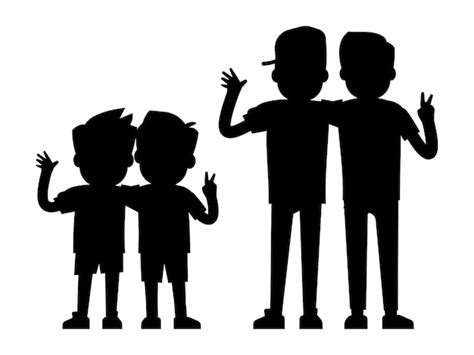 Premium Vector Best Friends Silhouettes Isolated On White Background