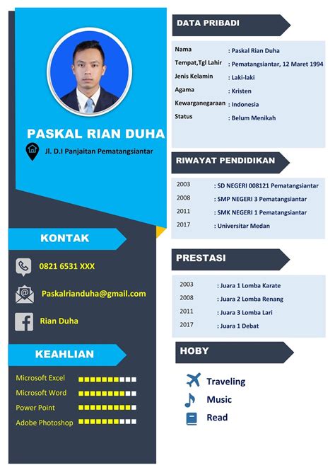 Download Gratis Template Cv Lamaran Kerja Kreatif Doc Bisa Edit Goliketrik