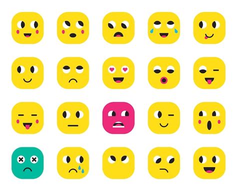 Premium Vector Set Of Emoticons Stickers Emoji Vector Illustration