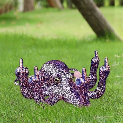 Resin Luminous Octopus Sculpture Landscape Ocean Octopus Figurines Purple
