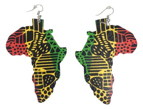 Smoke ring over mt ruapehu: Rasta Printed Africa Earrings | Africa shaped earrings | African earrings | Natural hair ...