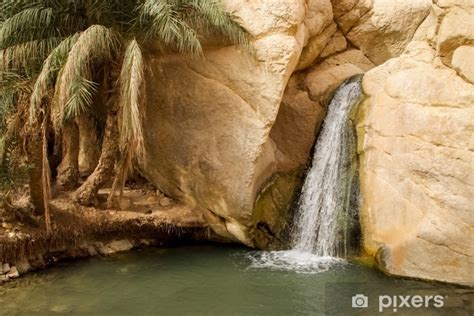 Wall Mural Waterfall In Mountain Oasis Chebika In Tunisia Pixersus